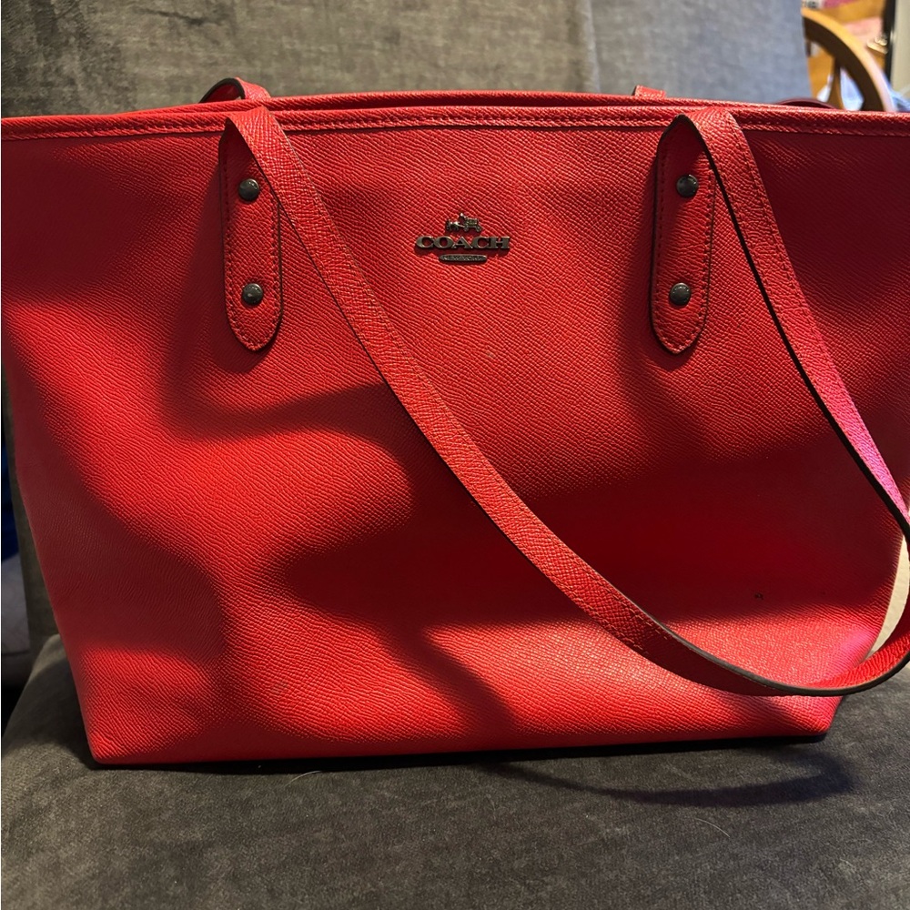 Coach tote hand-bag. True red